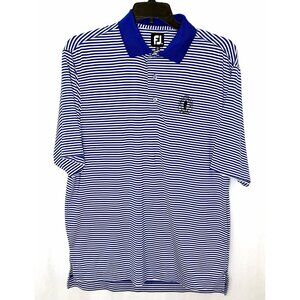 FootJoy FJ Blue & White Stripe Short Sleeve Mens Size M Golf Polo Active Shirt